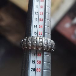 Sterling Silver And Cz Diamond Row Ring