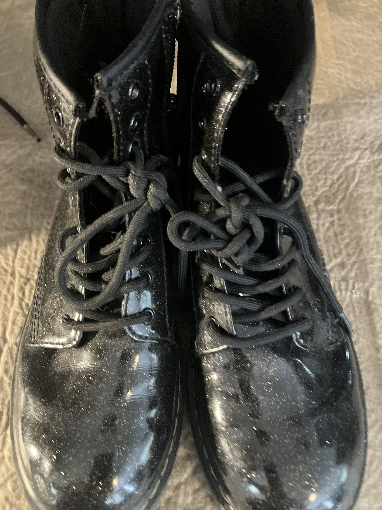 Glossy Black Doc marten boots unisex