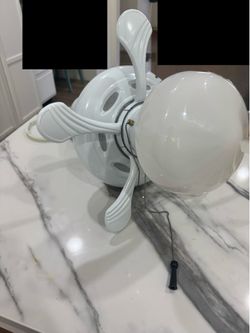 White ceiling fan with reversible blades