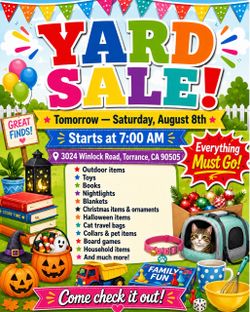 Yardsale, Today, Sunday, 8/9 @ 7 AM