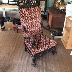 Beautiful 1920s Vistorian Chair Original Fabric - Man Cave Cigar Room