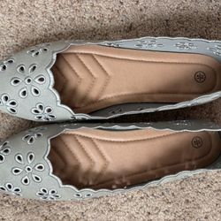 Flat Gray Suede Slip On Shoes  Size 10