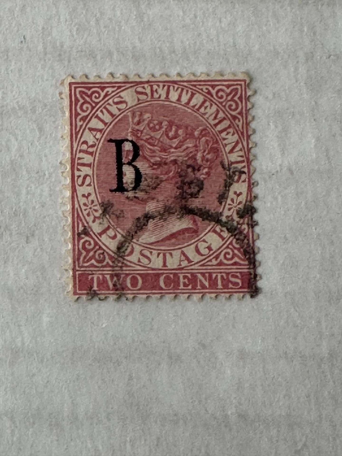 Bangkok Post B Office 1882 2 Cent Stamp #12 Used