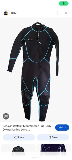 Seaskin Full Body Wetsuit Black with Teal Trim Size 2x