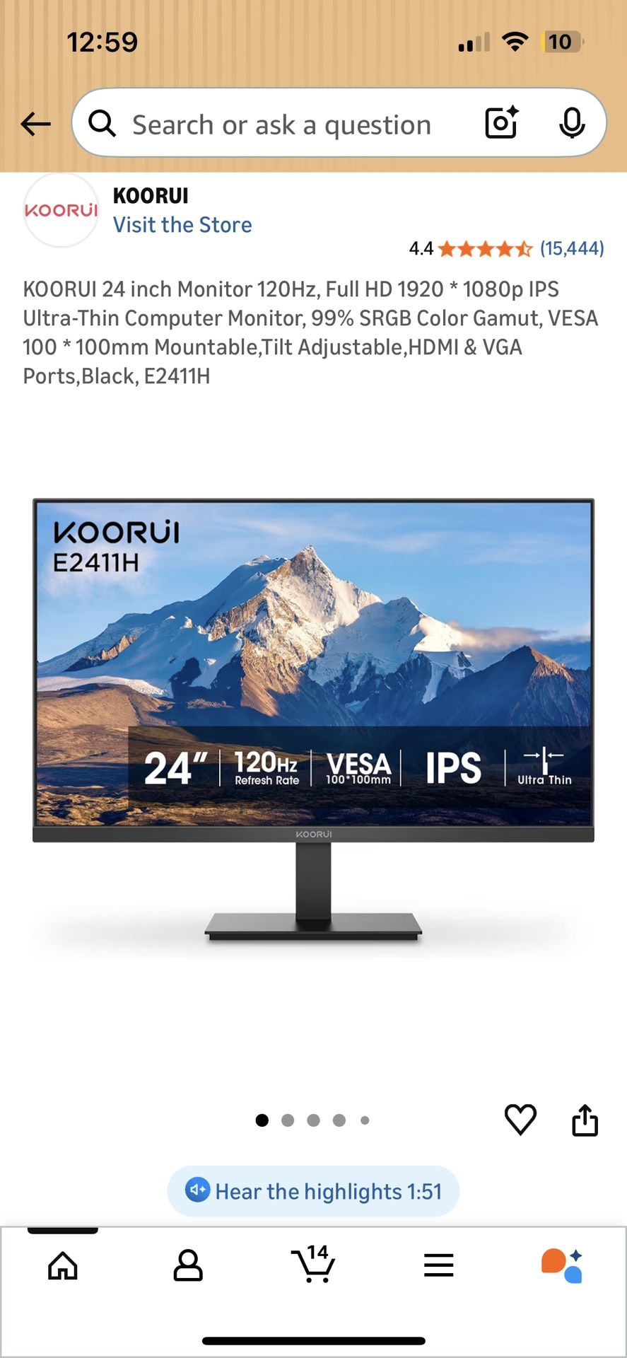24in 120Hz Monitor