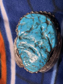 Vintage Native Indian Navajo Turquoise Sterling Silver Belt Buckle🔥 SEND YOUR BEST OFFER🔥