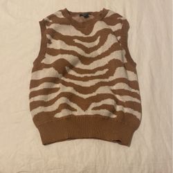 Brown & cream knitted Zebra print Vest