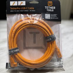 TetherPro USB-C to USB-C 5Gbps Gen 1, Right Angle, 15' (4.6m), High-Visibility Orange 