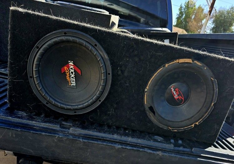 Vintage Dual 10 Inch Subs A Kicker Cvr And Rockford Fosgate Punch Z For Car Audio