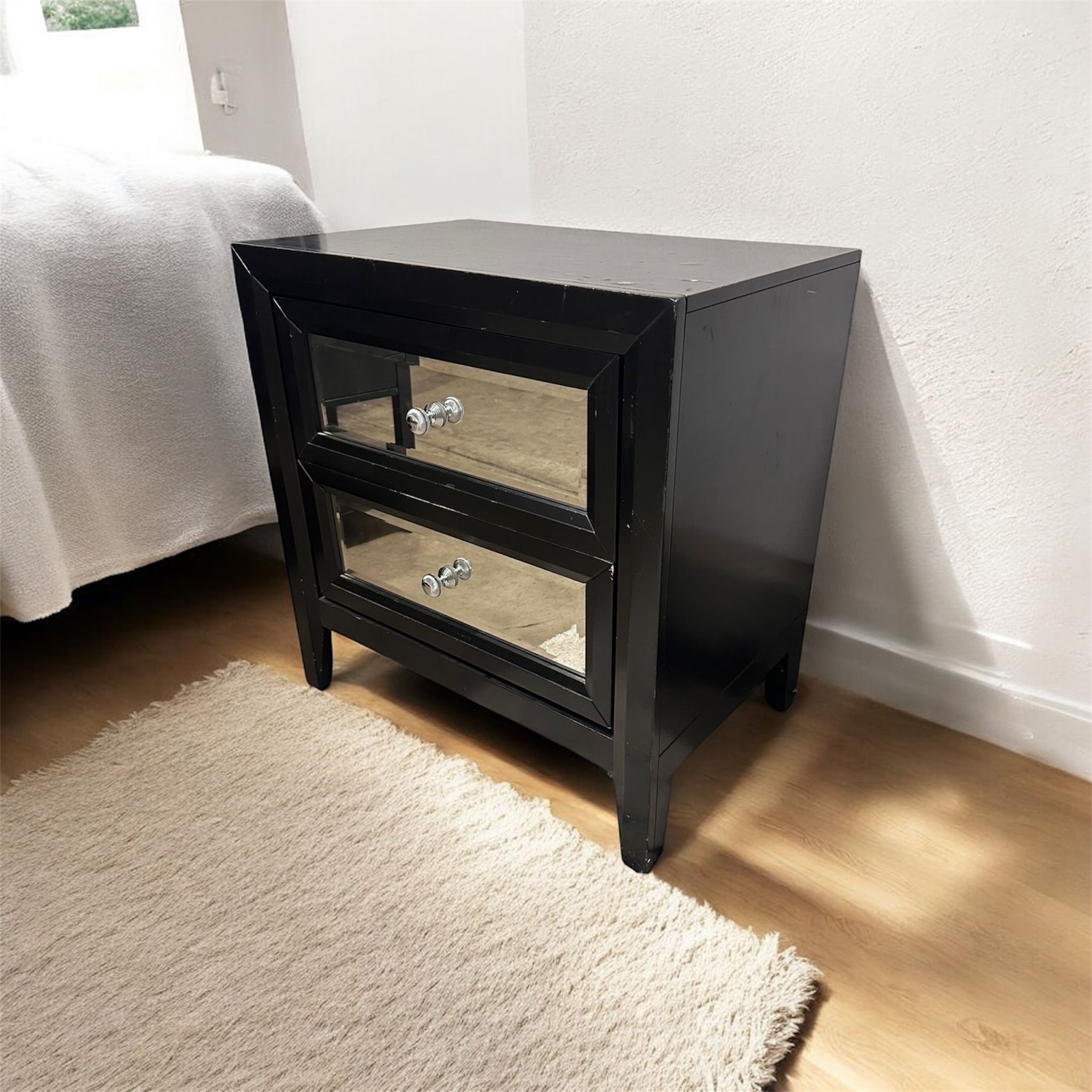 Black Mirrored Nightstand / Accent Table