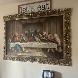 huge hand painted canvas last supper (rare) 