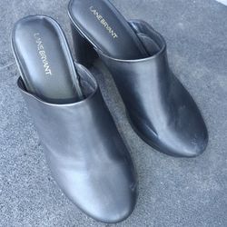 Black Professional Block Heel, Open Back, Lane Bryant Size 12 Wide