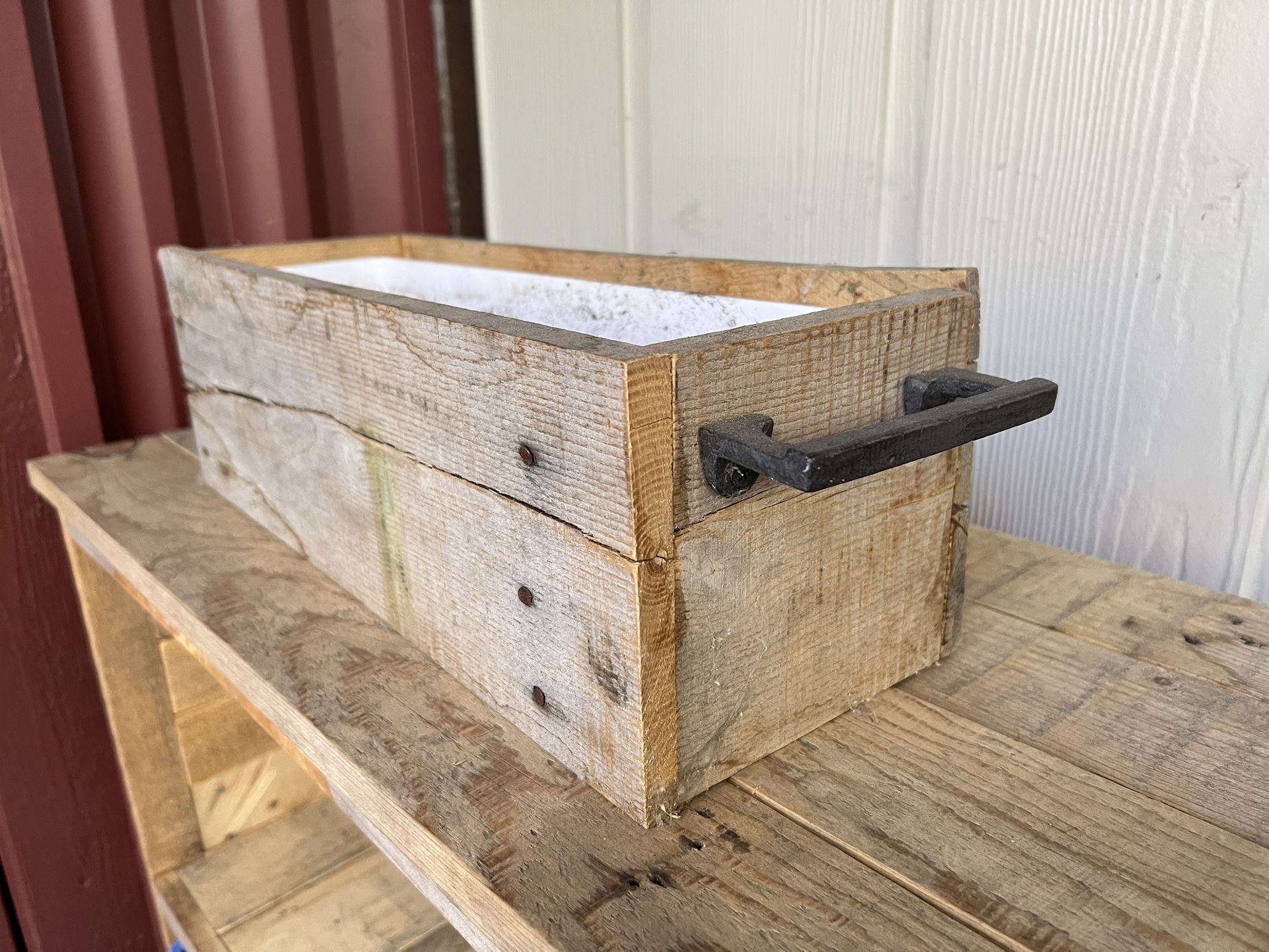 Wood Planter Box w/Metal Handles
