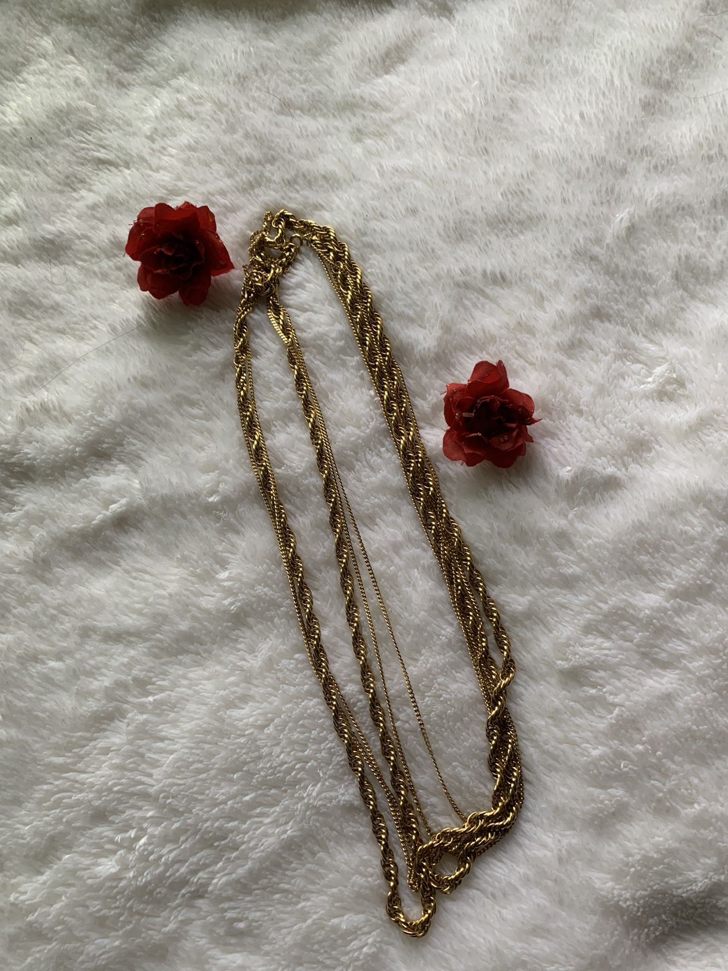 Vintage Vendome Three Strand Chain Necklace- signed