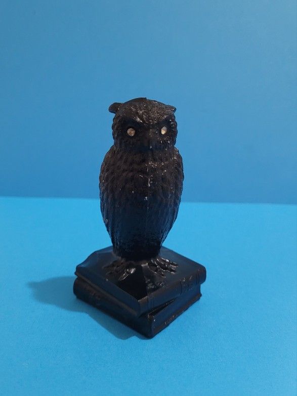 Vintage Westmoreland Black Owl on Books Solid Glass, Beautiful 3.5”