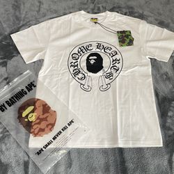 white Bape x chrome hearts tee