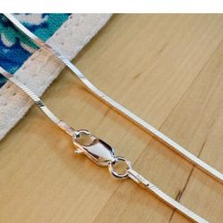 Real Solid 925 Sterling Silver Square Diamond Cut Snake Italian Chain Necklace