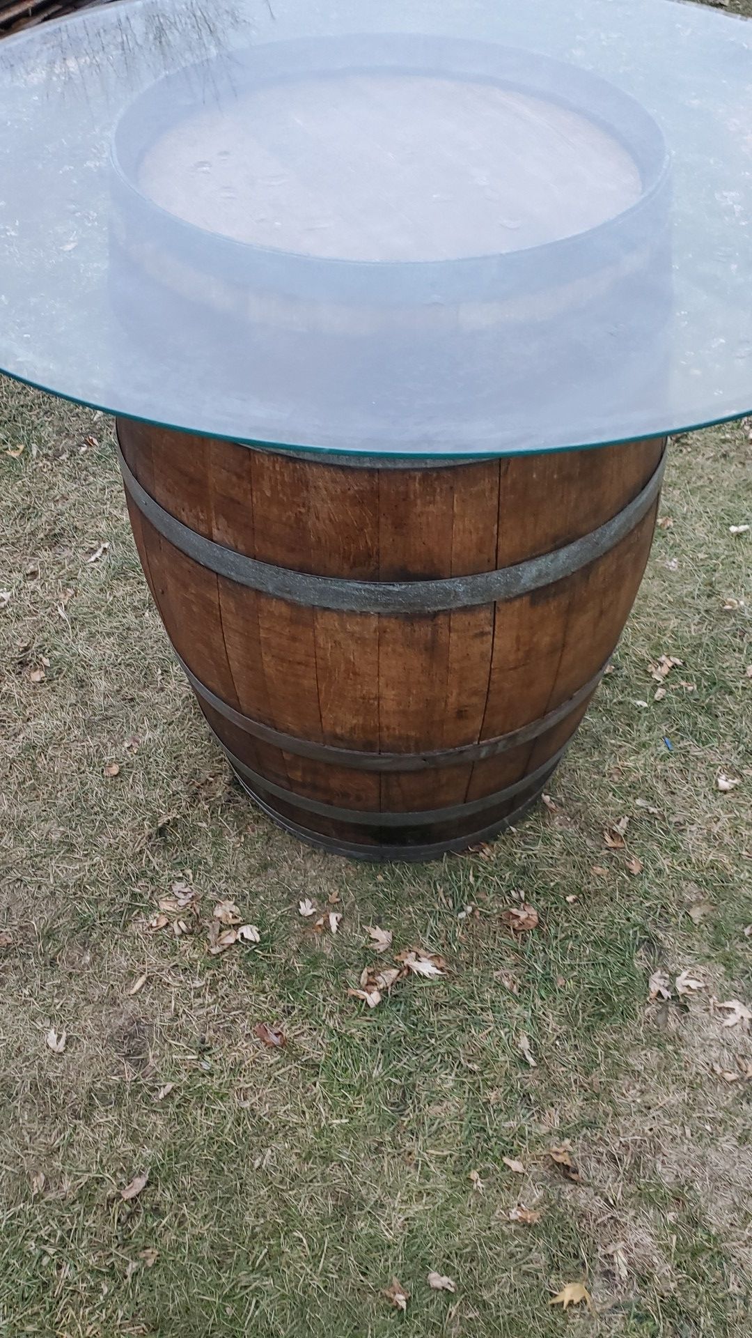 *whisky barrel table*