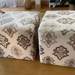 2 Upholstered Ottomans Stools - $40