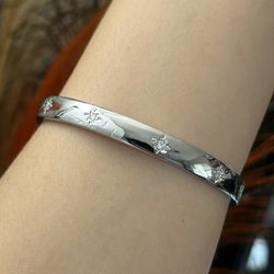 6mm Wide Cz Stars Silver Gold Cuff Bangle Bracelet,S925 Silver Chunky Cuff Bangle Bracelet,Gold Cz Stars Cuff Bangle for women  DETAILS   * Gemstone: 