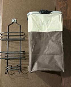 Shower Hanging Caddy And Laundry Basket  with Free Shoe Rack