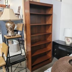 Walnut Veneer Open Bookcase
