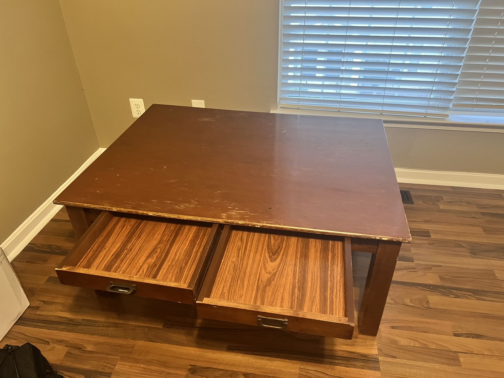 Wood Coffee Table With Drawers