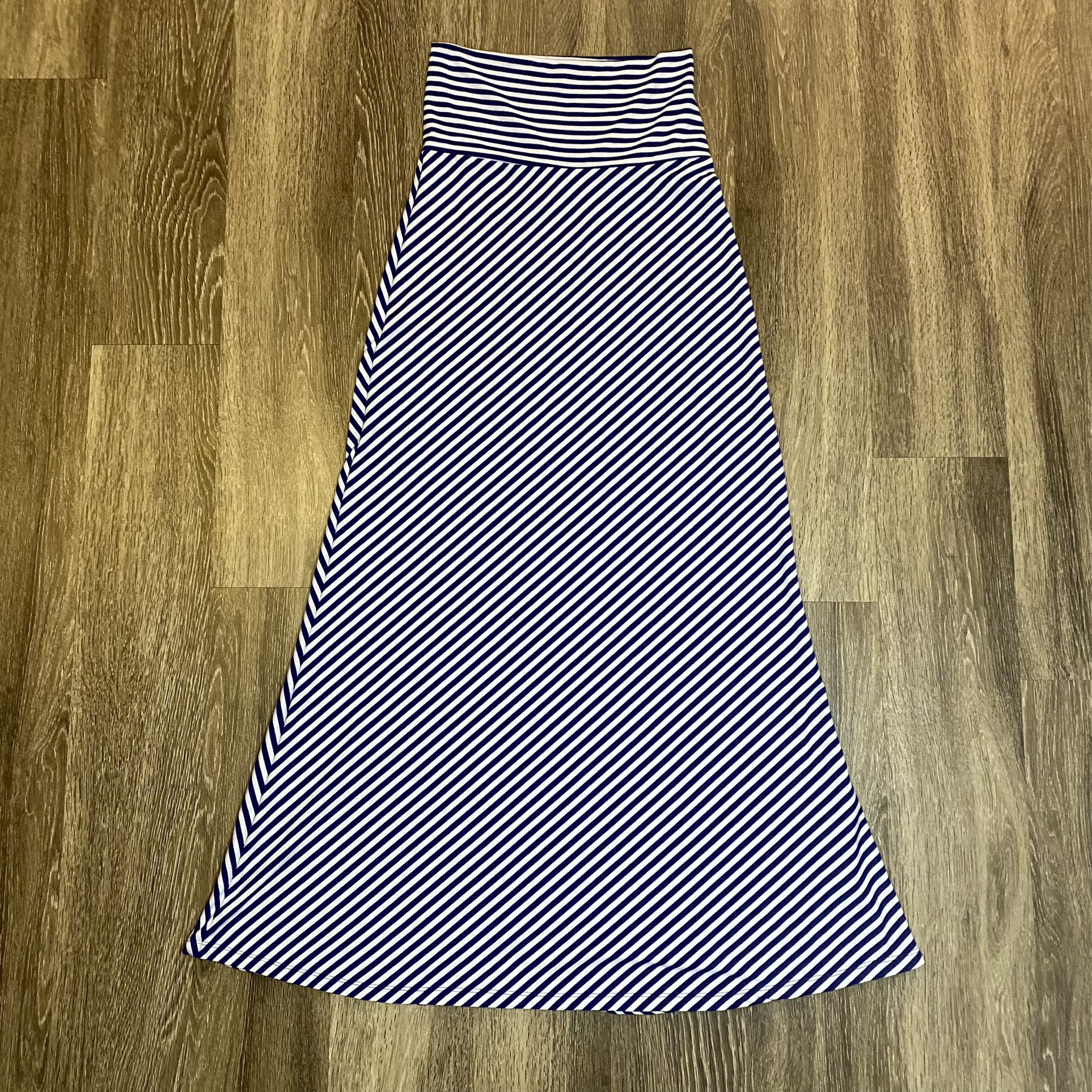 Womens Blue and White Stripe Maxi Skirt - M
