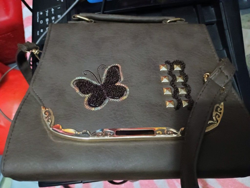Butterfly Designed Handbag With Strap