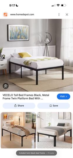 Black Metal Twin Platform Bed Frame