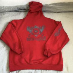 Manny Pacquiao Mens L Zip Hoodie Red Cotton Boxing Mandirigma Team MP Champion (Silver Lake)