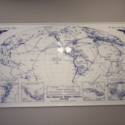 Framed Pan Am Flight Map