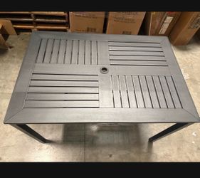 New 48"x32" Outdoor Patio Metal Dining Table with Umbrella Hole