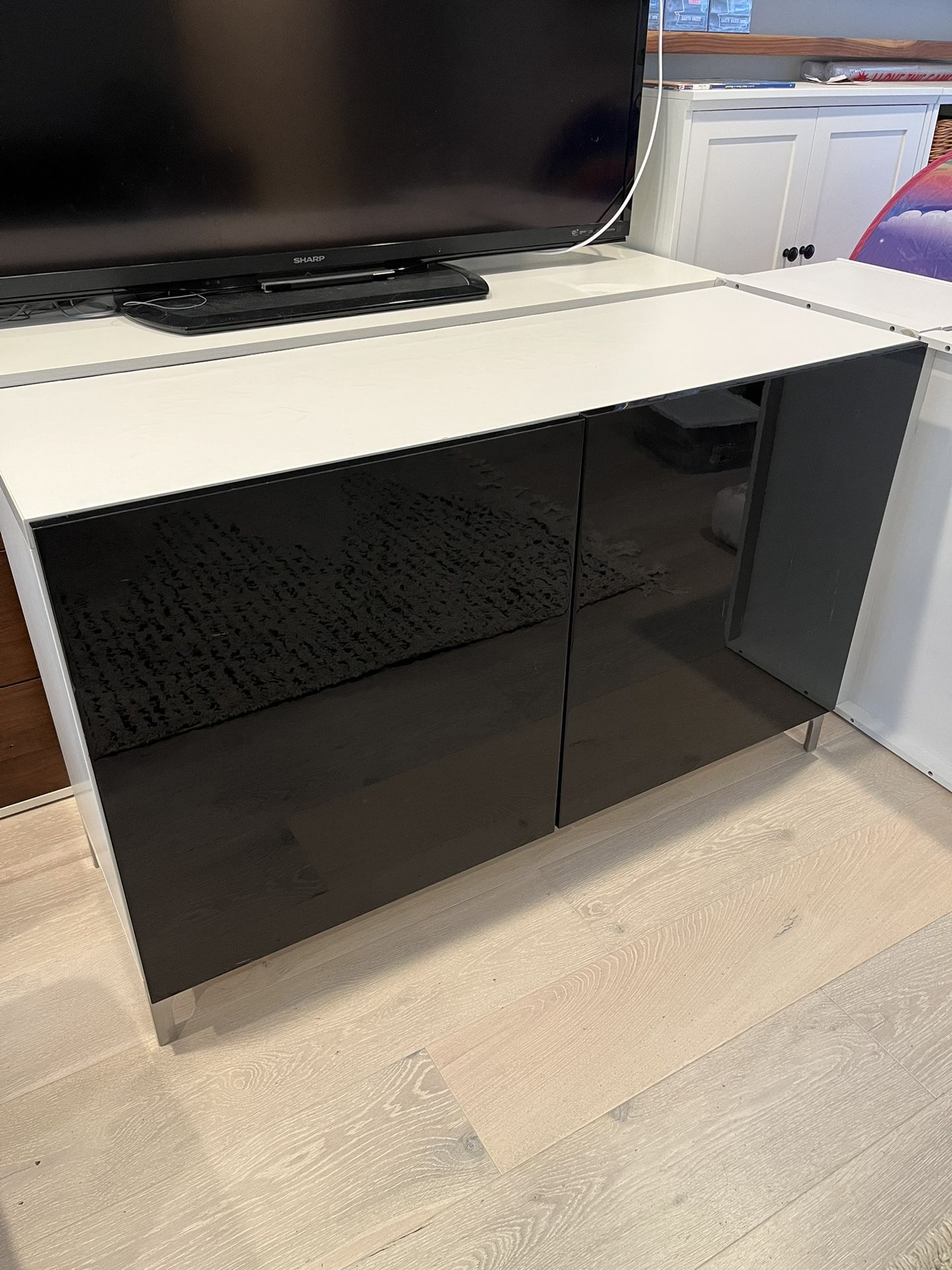 Ikea Besta White High Gloss Black Cabinet Sideboard Media Console