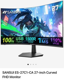 SANSUI ES-27C1 27-inch curved computer monitor.
