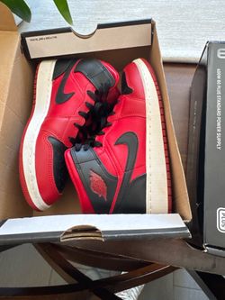 Air Jordan 1 Mid GS Reverse Bred Red/Black - Size 5.5Y (554725-660)