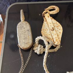 Pair Rustic Boat Pulleys Cab T