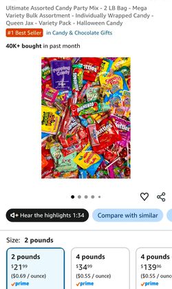 Ultimate Assorted Candy Party Mix - 2 LB Bag - Mega Variety Bulk Assortment - Individually Wrapped Candy - Queen Jax - Variety Pack - Halloween Candy