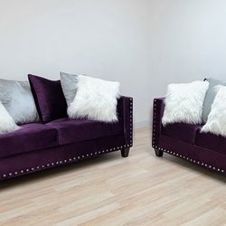 New Purple Sofa And Loveseat 