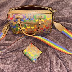 Rainbow Coach Bag With Matching Wallet