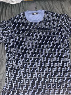 Fendi logo shirt  in the color blue  size Large