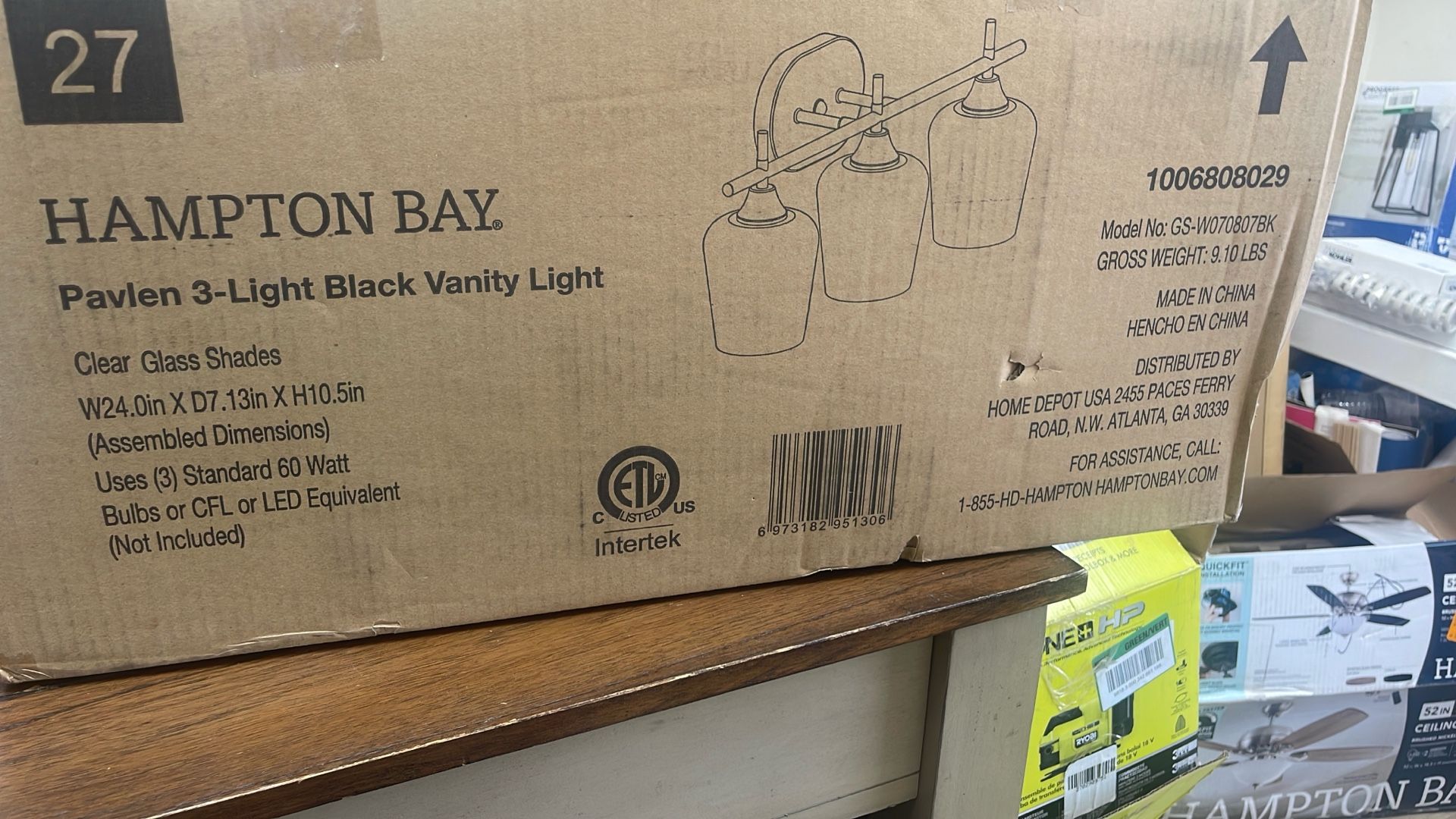 Hampton Bay Pavler 3 Light Black