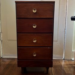 Vintage Nightstand, mid century, End Table, vintage Furniture, Four drawer, dark wood chest, cherry stain, traditional decor