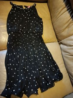 Fancy spaghetti strap black dress with silver dots-size 12