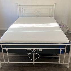 Queen Bed Frame With With nectar Mattress. 