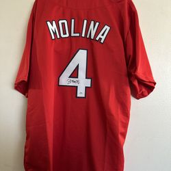 YADIER MOLINA SIGNED ST LOUIS CARDINALS AUTOGRAPHED CUSTOM JERSEY W/COA XL  647