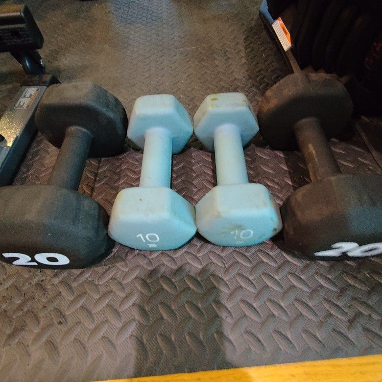 10lb And 20lb Neoprene Dumbbells-