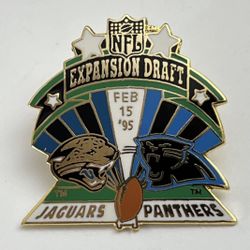 1995 Jacksonville Jaguars Carolina Panthers Expansion Draft Inaugural Season NFL Lapel Hat Pin 