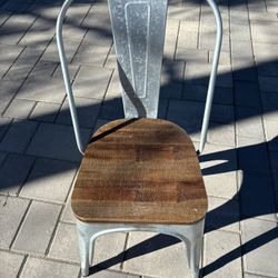 Industrial Metal + Wood Dining Chairs – Set of 4