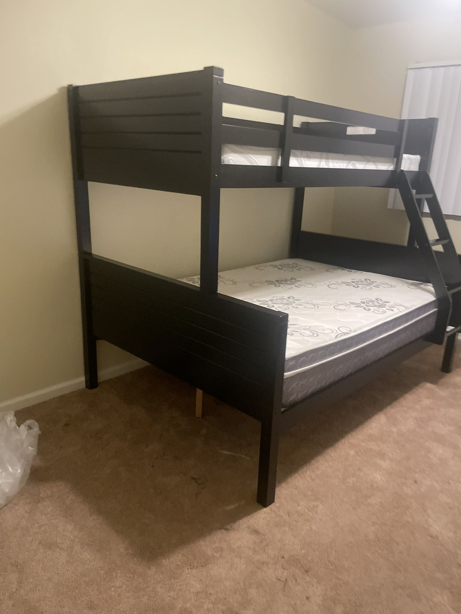 Free delivery. $350 for bunk bed only. $550 with mattresses. Available in espresso and white  Assembly required. Assembly not included. Cash upon deli